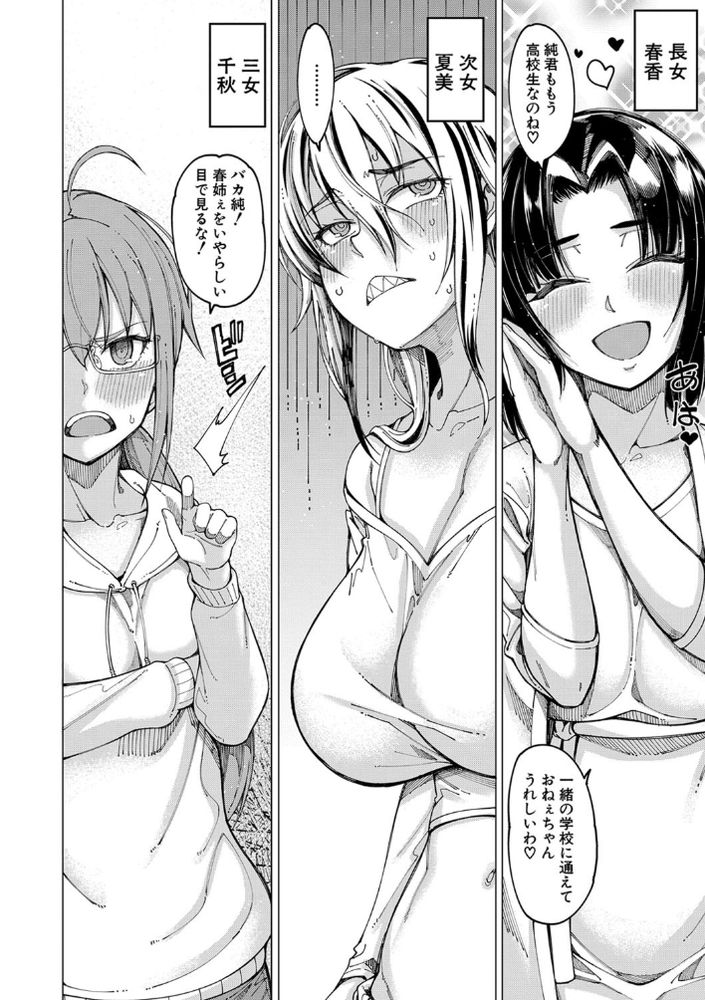 無料エロ漫画 【三姉妹ハーレムエロ漫画】三姉妹からあまあまに甘やかされてハーレムプレイしてますが何かｗ？【勅使河原家の居候／たらかん】 FANZA