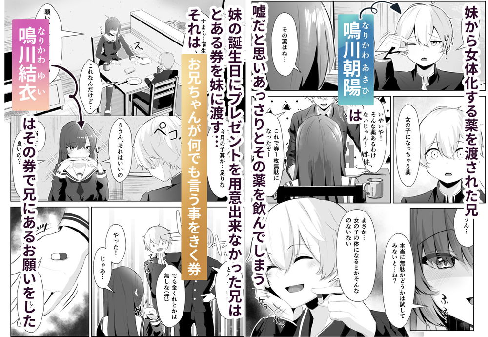 無料エロ漫画 【TS百合エロ漫画】TS美少女のお兄ちゃんとふたなり妹が百合ったら大変な目にあった件ｗ【TSお兄ちゃんがフタナリ妹に女堕ちさせられる話／くろしばすこ】 FANZA