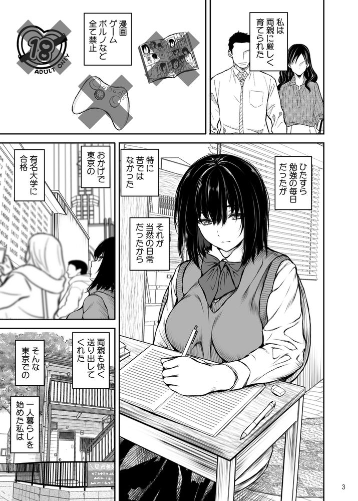 無料エロ漫画 【痴女逆レイプエロ漫画】抑圧されてた生活から一転…開放されたらオナニー狂いの痴女になっちゃった真面目JDちゃんｗｗｗ【性に目覚めた女／サントナナ】 FANZA