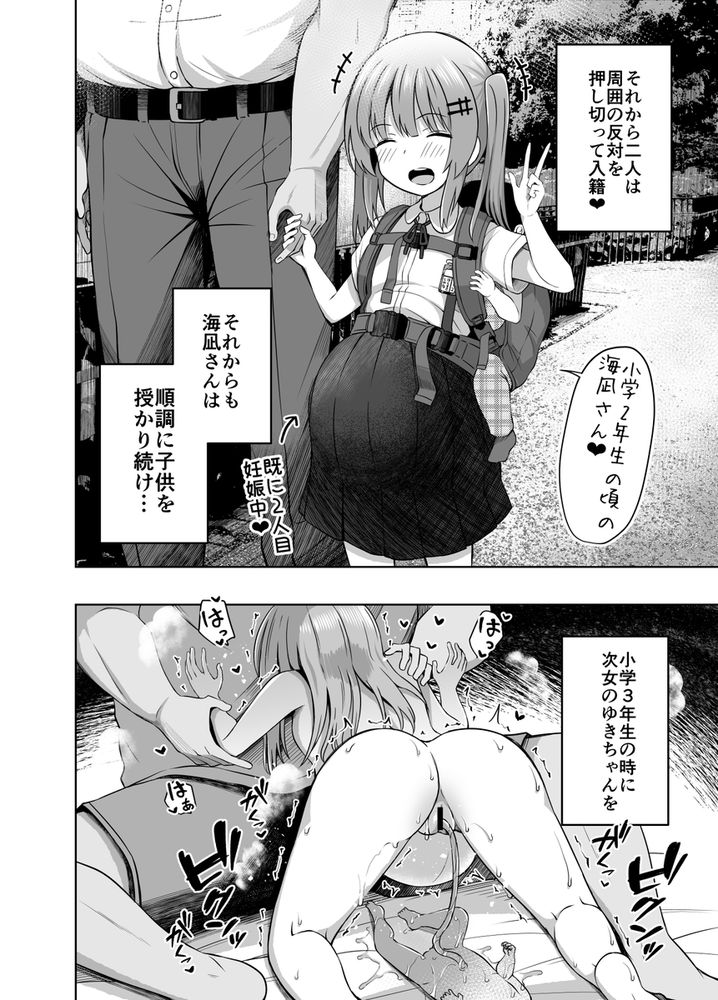 無料エロ漫画 【ロリニティエロ漫画】親子揃ってJS妊娠→出産…鬼畜ロリコンのおっさんは今日も種付けプレスするｗｗｗ【親子で…少女で妊娠して赤ちゃん産んじゃいました／んつぁてぃむん】 FANZA