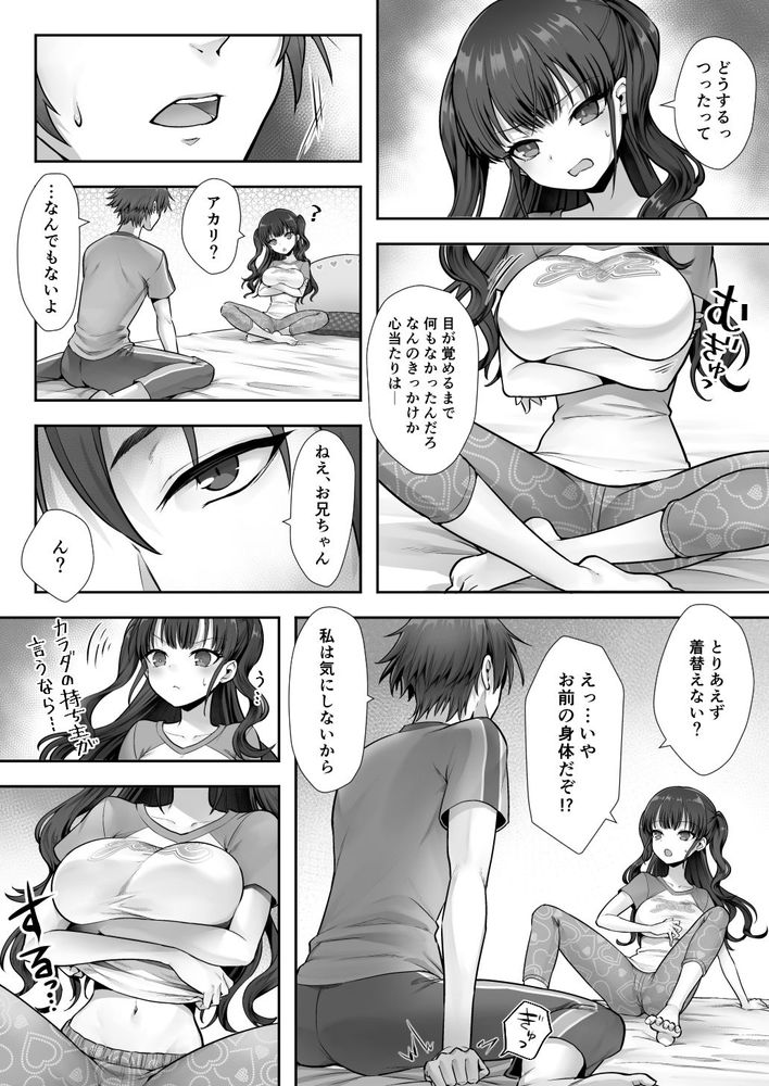 無料エロ漫画 【TS入替エロ漫画】妹とカラダが入れ替わった兄！発情した妹に襲われ処女喪失ｗｗｗ【妹と入れ替わったお兄ちゃんは、そのまま美味しくいただかれてしまいました。／あむぁいおかし製作所】 FANZA