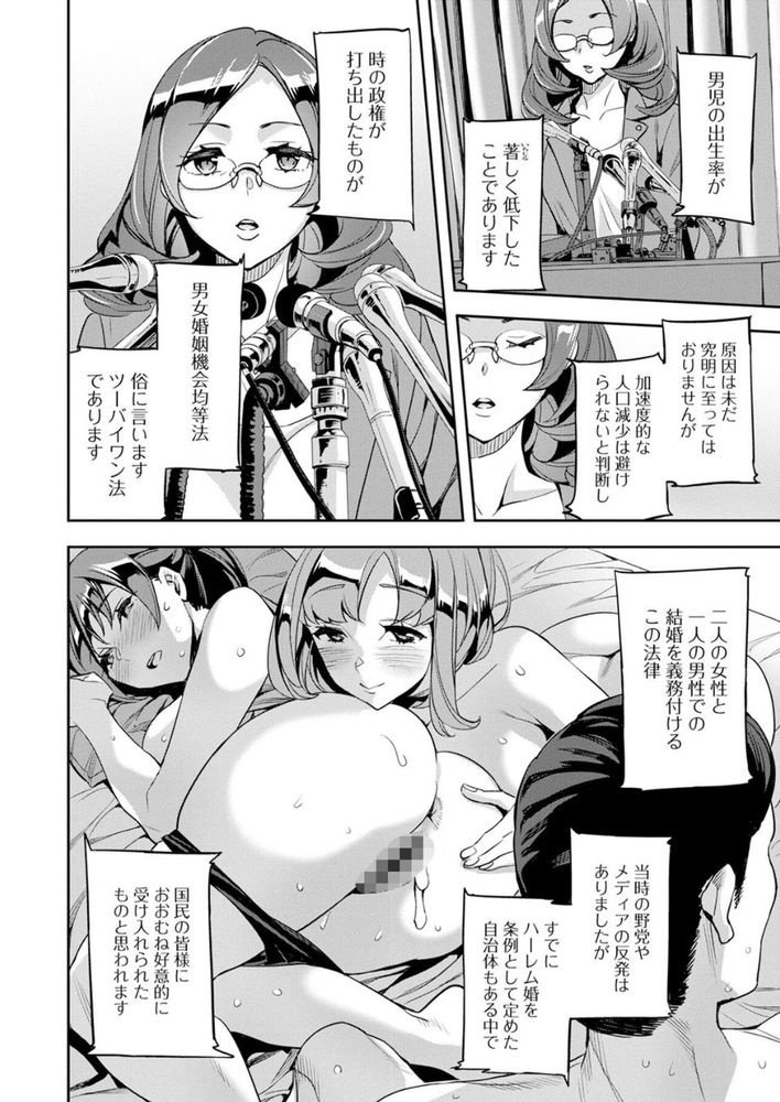 無料エロ漫画 【ハーレム婚エロ漫画】人口減少に加え男児の出生率が激減した日本ではハーレム婚が推奨されていたｗｗｗ【2×1／えむあ】 FANZA