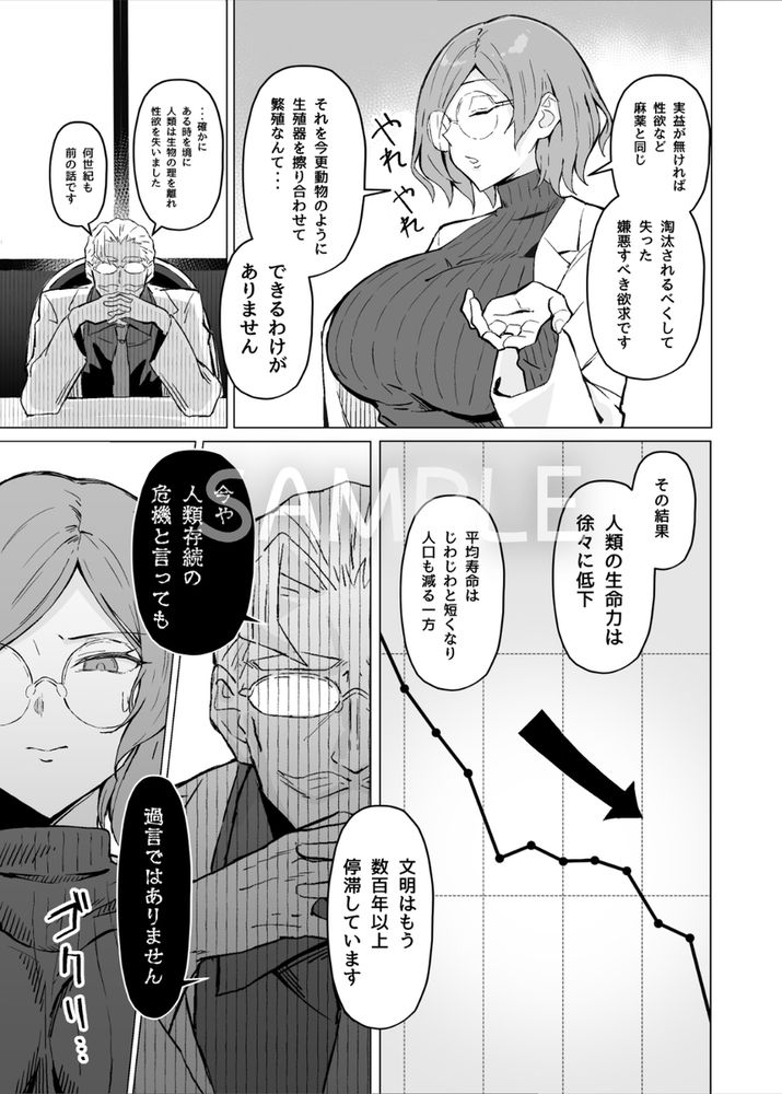 無料エロ漫画 【セックスサイエンティストエロ漫画】その日 人類は思い出した快楽(ヤツら)に支配されていた恐怖を…【性欲強制増強剤実験／すけべ発電所】 FANZA