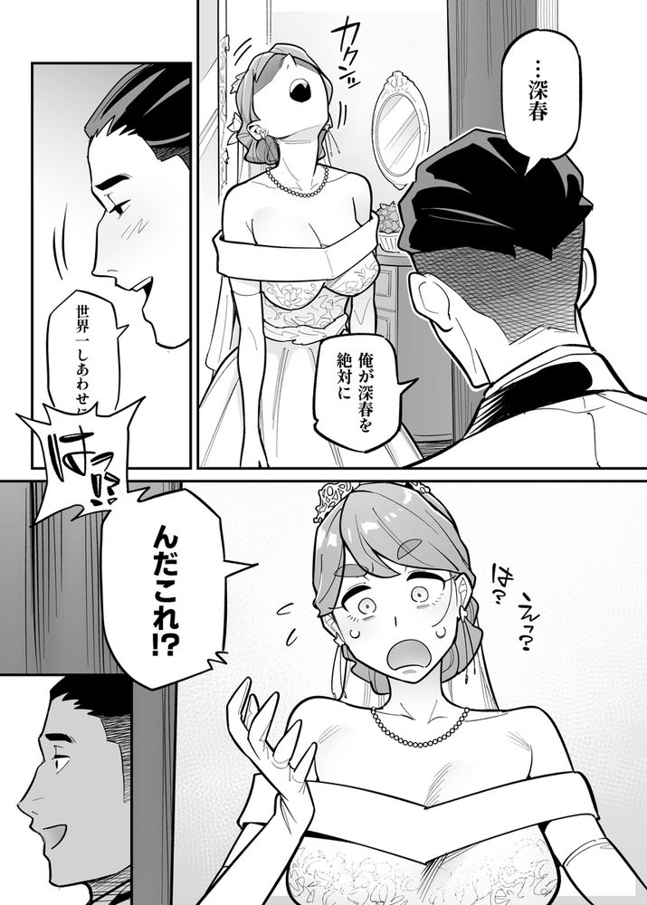 無料エロ漫画 【憑依TSFエロ漫画】夫婦の門出結婚式！そんな大切な日に妻はいなくなり憑依TSFしてしまう…しかも昔いじめていた男に！！【魂入れ替わり現象-case2本田深春の場合-／あめのまち】 FANZA